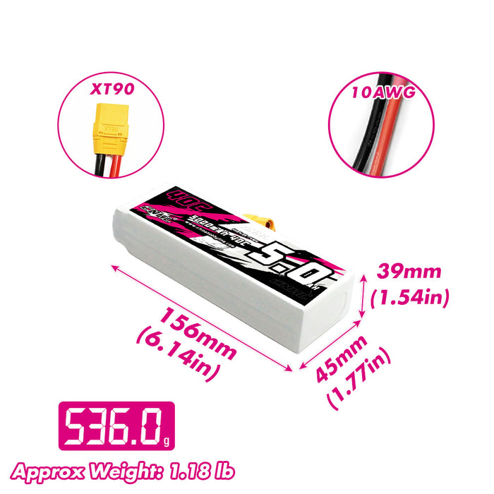 CNHL 5000mAh 14.8V 4S 40C Lipo Battery with XT90 Plug