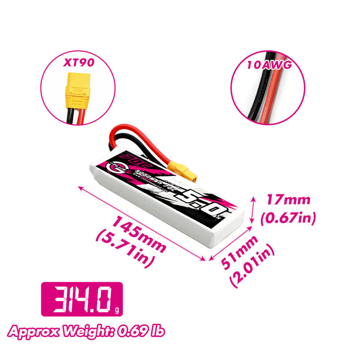 2 Packs CNHL G+Plus 5000mAh 7.4V 2S 70C Lipo Battery with XT90 Plug - CA Warehouse