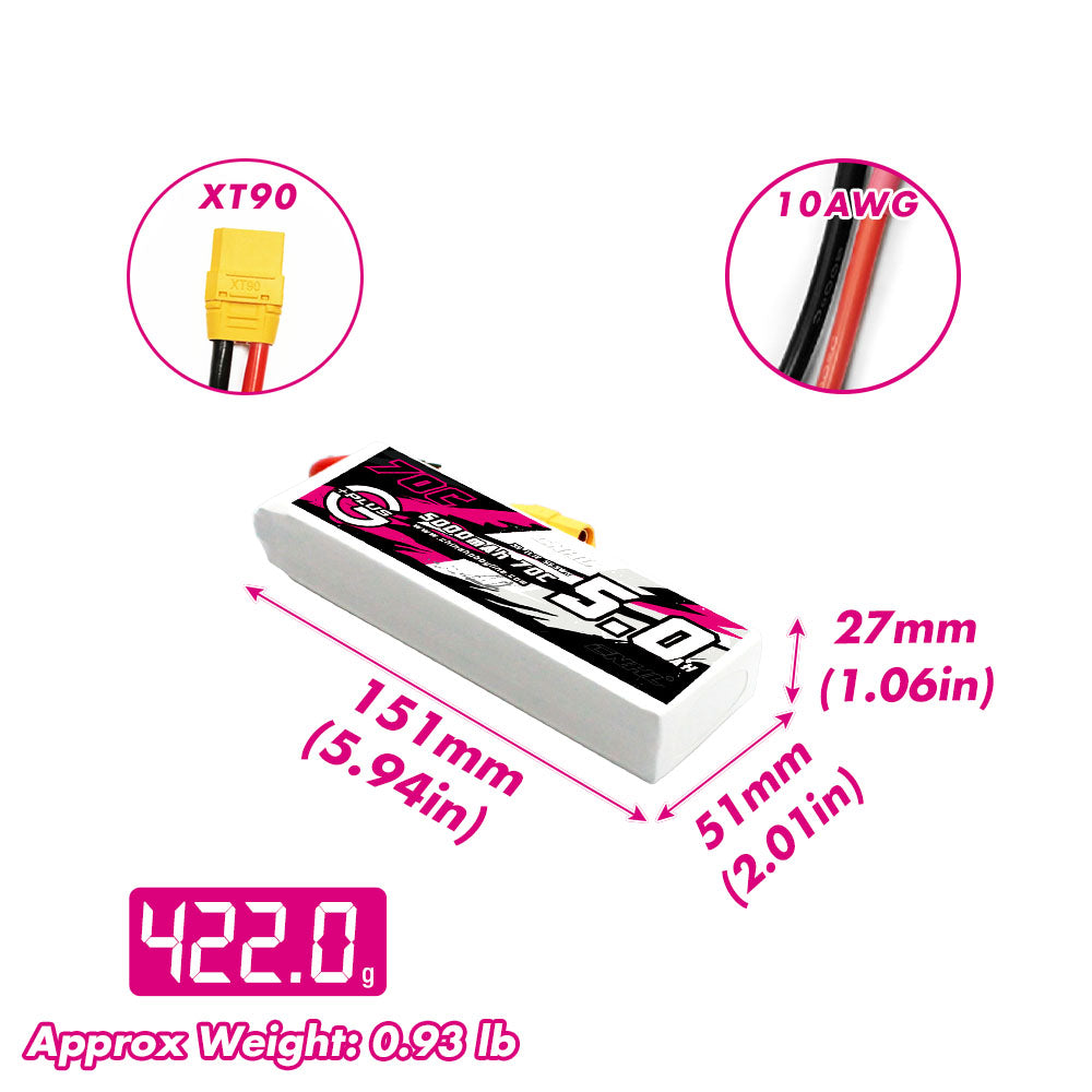 CNHL G+Plus 11.1V 5000mAh 3S Lipo Battery 70C with XT90 Plug