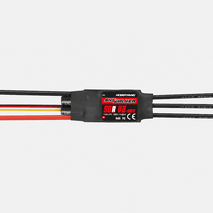 Hobbywing SkyWalker 50A 6S Plus V2 brushless aircraft ESC with 5V 6A BEC and Reverse Brake
