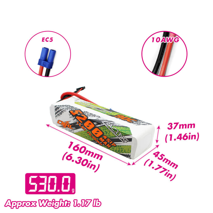 CNHL Racing Series 5200 mAh 14,8 V 4S 90C Lipo-Akku mit EC5-Stecker