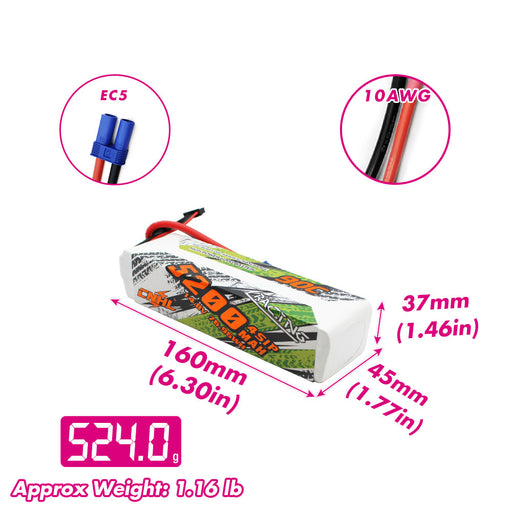 CNHL Racing Series 5200mAh 14.8V 4S 90C LiPo with EC5 Plug