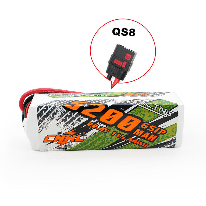 CNHL Racing Series 5200mAh 22.2V 6S 90C Lipo Battery with QS8 Plug