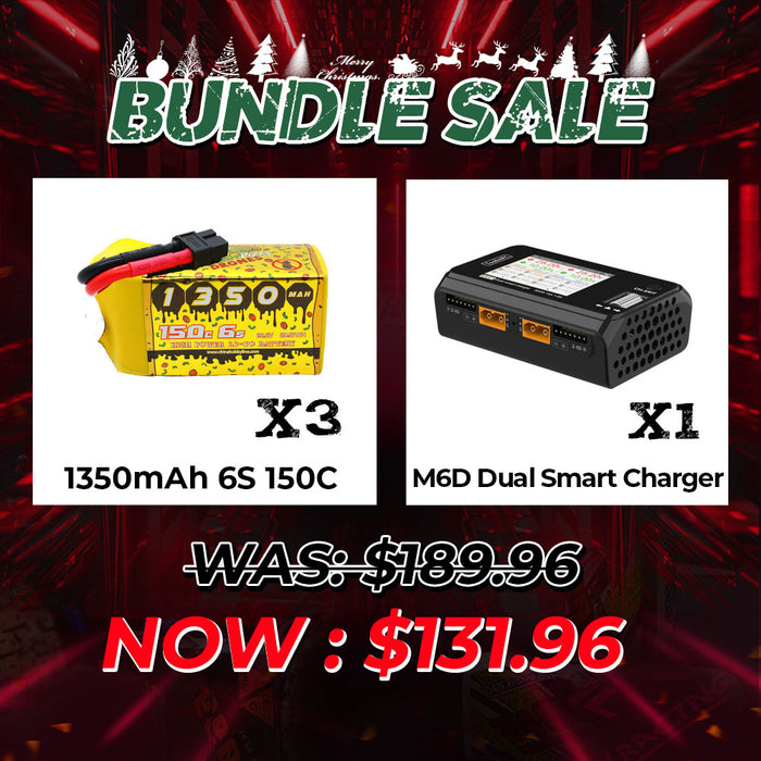 バンドルディール - 6S 1350mAh 150c XT06 3パック＆ToolkitRC M6D デュアルチャージャー 1セット