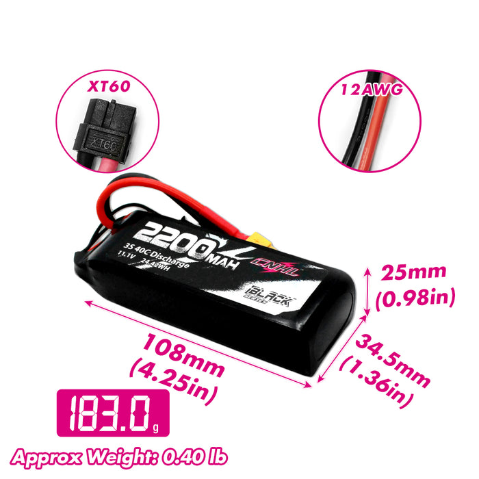 CNHL Black Series 2200mAh 3S Lipo Battery Specifications