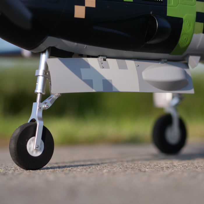 CNHL Super Tucano V2 silver all-metal nose landing gear close-up