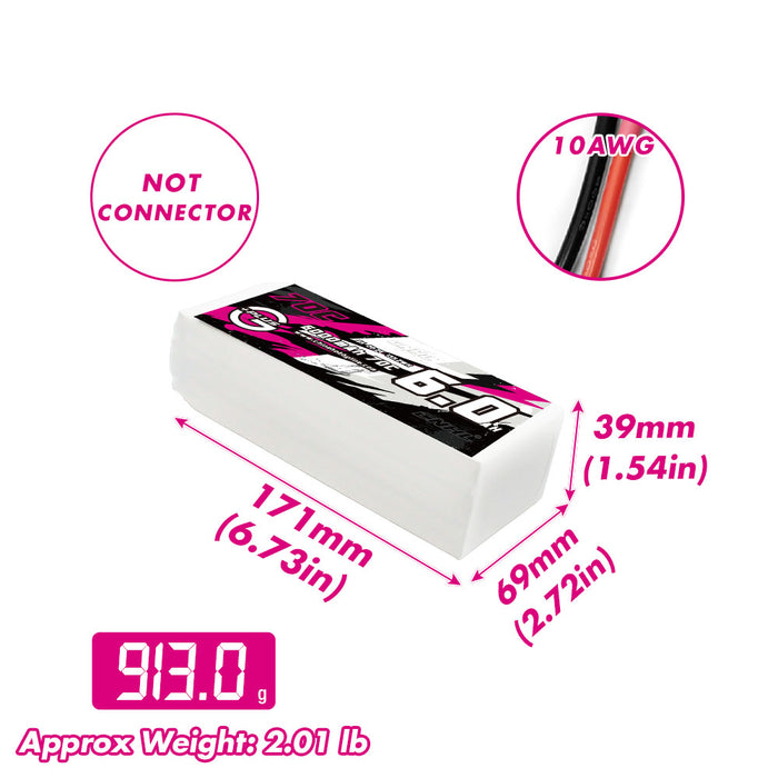 CNHL G+Plus 6000MAH 22.2V 6S 70C Batteria Lipo senza spina