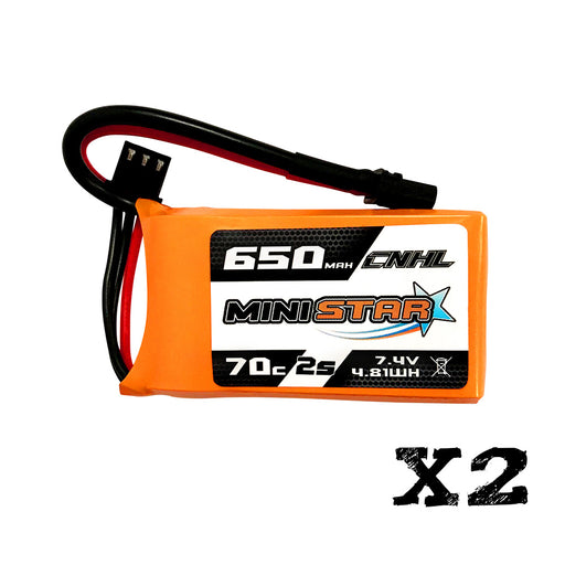 2 Packs CNHL MiniStar 650mAh 7.4V 2S 70C Lipo Battery with XT30U