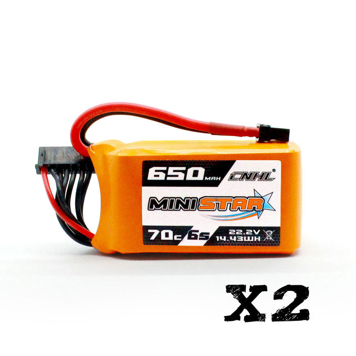 2 Packs CNHL MiniStar 650mAh 22.2V 6S 70C Lipo Battery with XT30U