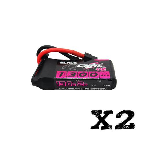2 Packs CNHL Black Series 1300mAh 7.4V 2S 130C Lipo Battery with XT60 Plug