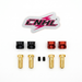 Two red and two black 5mm heatsink bullet plug grips with matching bullet connectors and set screws for RC hardcase LiPo batteries.