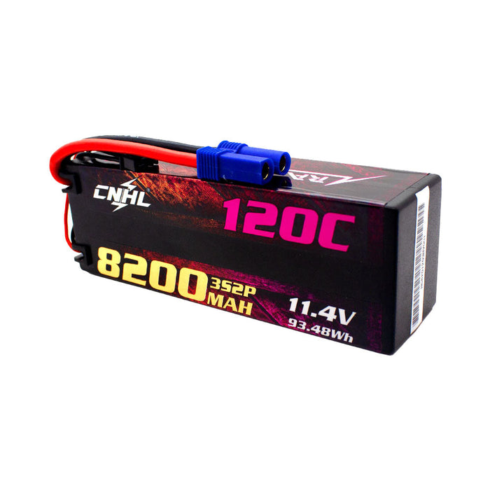 2 Packs CNHL Racing Series LiHV 8200mAh 11.4V 3S 120C HV Hard Case Lipo Battery with EC5 Plug-UK Warehouse