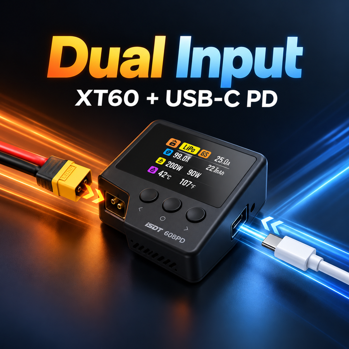 Chargeur LiPo intelligent ISDT 608PD 240 W 10 A – USB-C PD 3.1 140 W, 1–6S