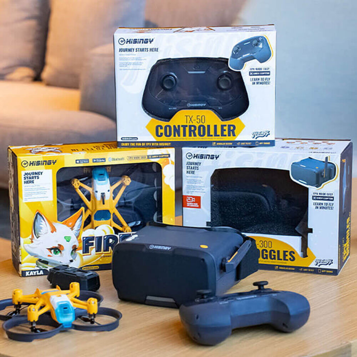 HISINGY Firefly FPV RTF Kit Drone + TX-50 Controller + ARX-300 Goggle Bundle Deal