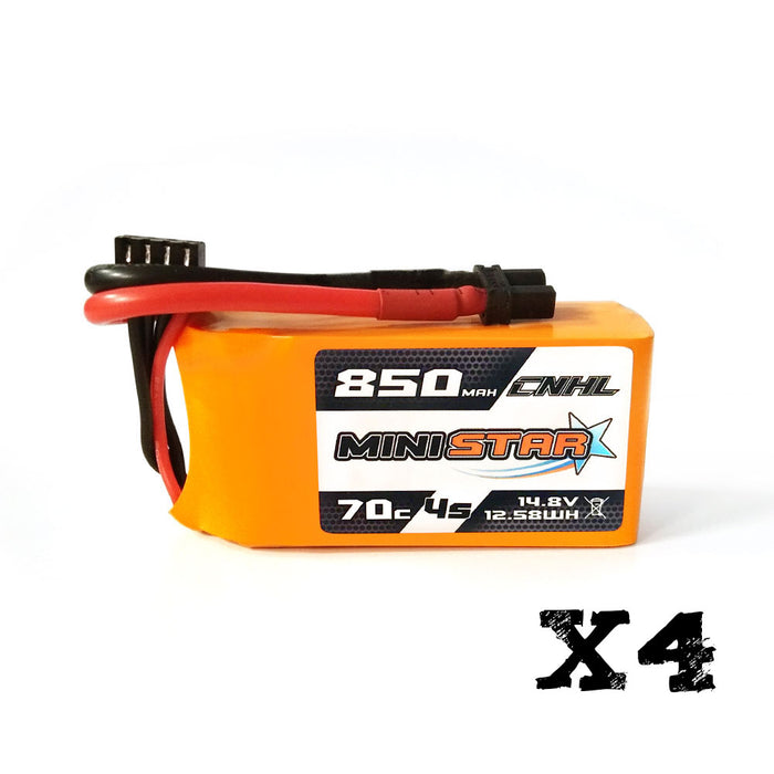 [Combo] 4 paquetes de batería Lipo CNHL MiniStar 850mAh 14.8V 4S 70C con XT30U