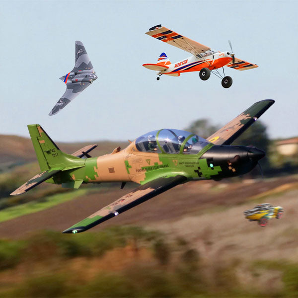 RC Models Collection Banner featuring RC plane, RC crawler car, flybarless RC helicopter, and FPV drone – RTR, RTF, PNP categories img