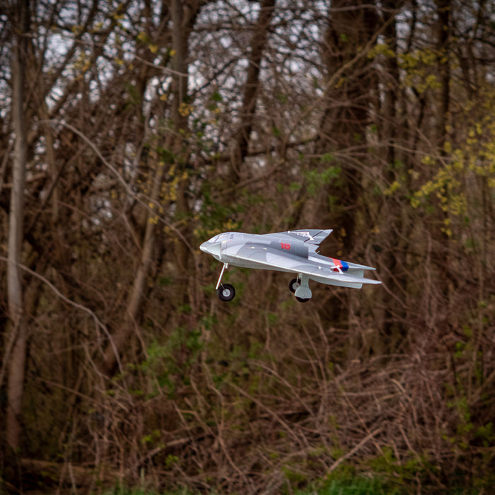 CNHL AviNationRC Horten Ho 229 RC plane in flight near tree line