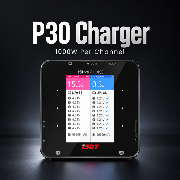 ISDT P30 dual channel 8S LiPo battery charger with 1000W per channel