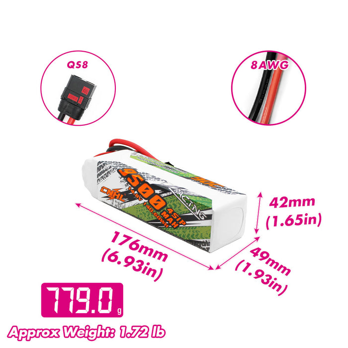 CNHL Racing Series 9500mAh 14.8V 4S Lipo Battery 90C with QS8 Plug