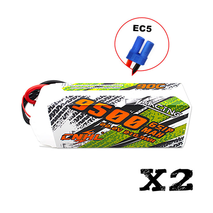 Batería Lipo CNHL Racing Series 9500mAh 22.2V 6S 90C con enchufe EC5 