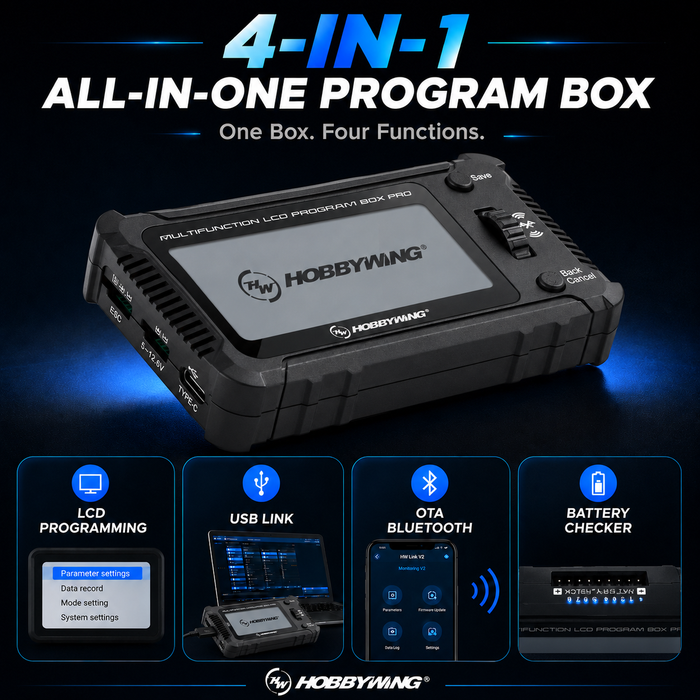 Hobbywing Multifunction LCD Program Box Pro G3 with OTA Bluetooth and 2-8S Battery Voltage Checker
