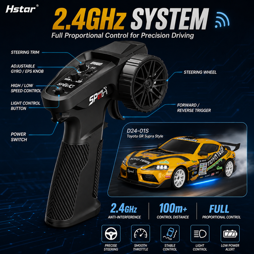 Hstar D24-01S 2.4GHz transmitter with gyro EPS speed and light control for RC drift car