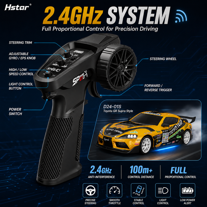 Hstar D24-01S 2.4GHz transmitter with gyro EPS speed and light control for RC drift car