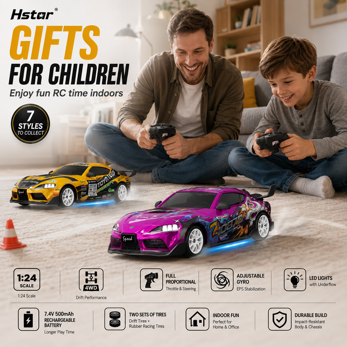 Hstar D24-01S mini Toyota GR Supra style RC drift car for indoor family drift fun