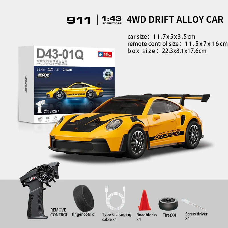Hstar D43-01Q Mini 4WD Alloy Drift RC Car 911 Edition | Full