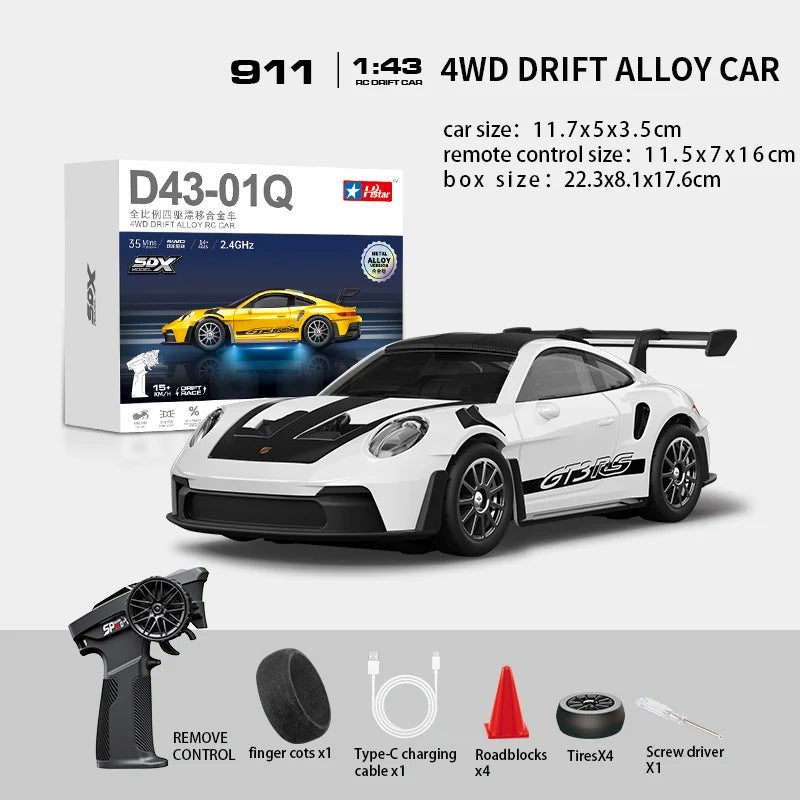 Hstar D43-01Q Mini-4WD-RC-Driftwagen aus Metalllegierung, 911