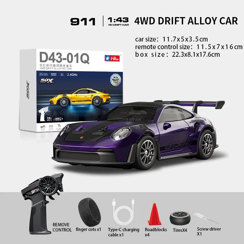 Hstar D43-01Q Mini 4WD Alloy Drift RC Car 911 Edition | Full