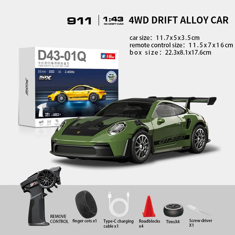 Hstar D43-01Q Mini 4WD Alloy Drift RC Car 911 Edition | Full