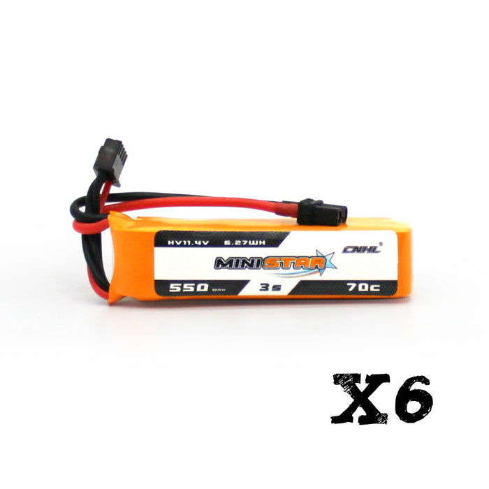 6 Packs CNHL MiniStar HV 550mAh 11.4v 3s 70c Lipo Battery With XT30U - UK Warehouse