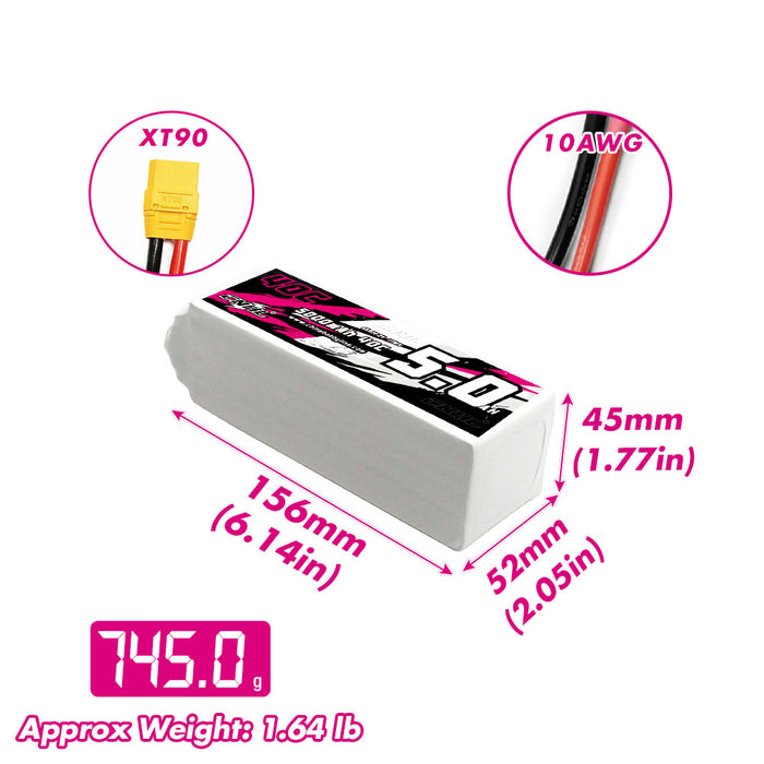 CNHL 5000mAh 22.2V 6S 40C Lipo Battery with XT90 Plug