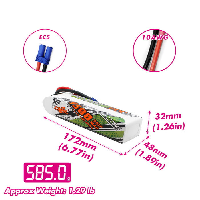 CNHL 9500mAh 11.1V 3S 90C Lipoバッテリー（EC5プラグ付き）