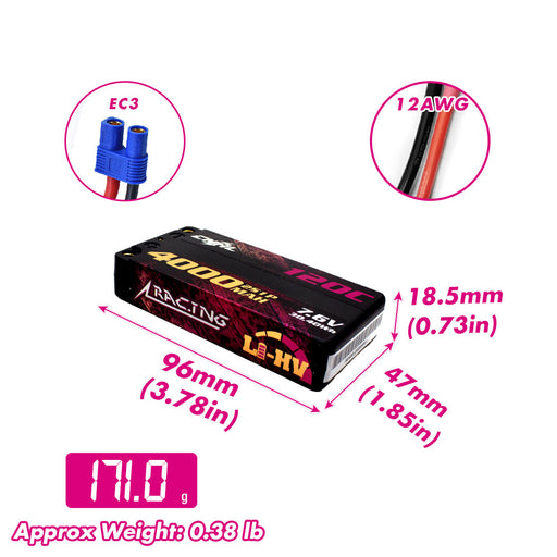 CNHL Racing Series Lipo Battery - Dimensions and Specifications