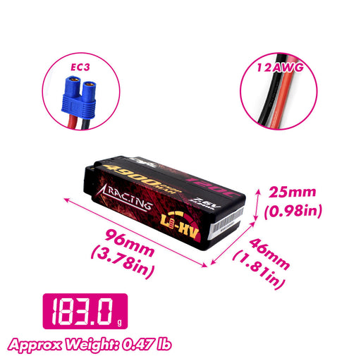 CNHL Racing Series LiHV 4900mAh 7.6V 2S 120C Shorty Hard Case with EC3 Plug