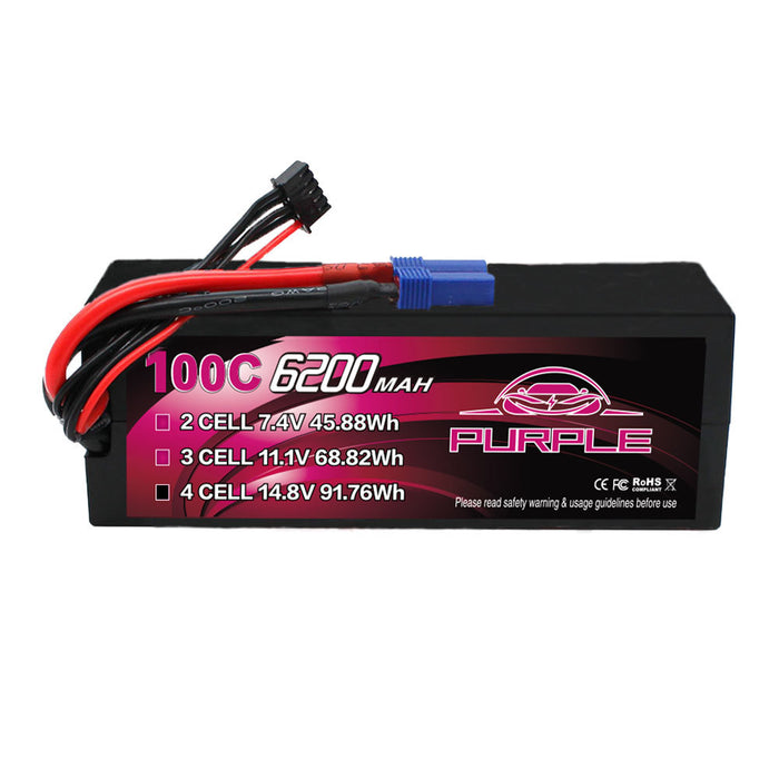 CNHL 6200mAh 4S Lipo Battery 100C 14.8V lipo Battery Hard Case with EC5 Plug for RC Car Truck Boat Tank Buggy Truggy(2 Packs)