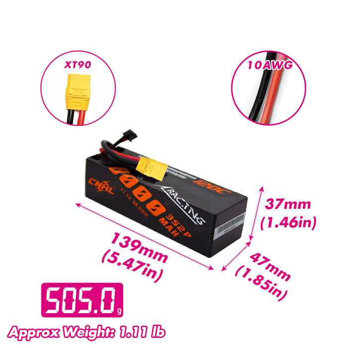 Size and weight overview of cnhl 3s lipo 8000mah hardcase size