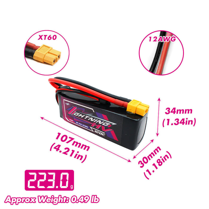 Size and weight overview of cnhl 3500mah 3s 120c lipo battery