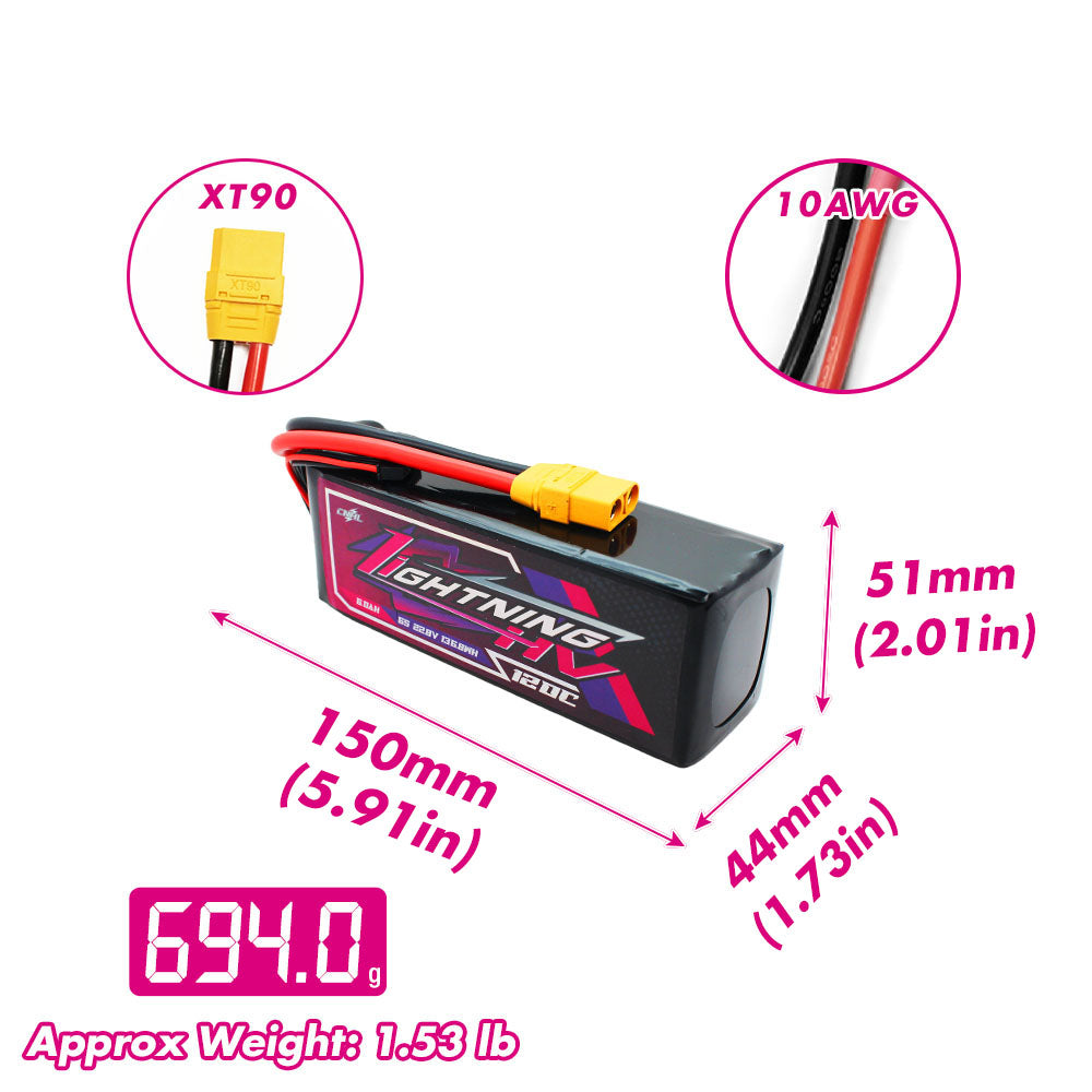 CNHL Lightning 6000mAh 6S LiHV 120C LiPo Battery XT90 — ChinaHobbyLine