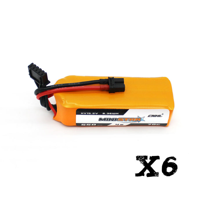 6 Packs CNHL MiniStar HV 550mAh 15.2V 4S 70C Lipo Battery with XT30U