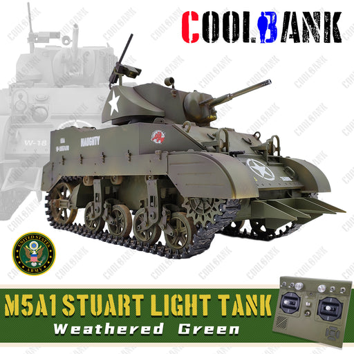 Coolbank M5A1 Stuart Light Tank 1/16 RTR - Weathered Green