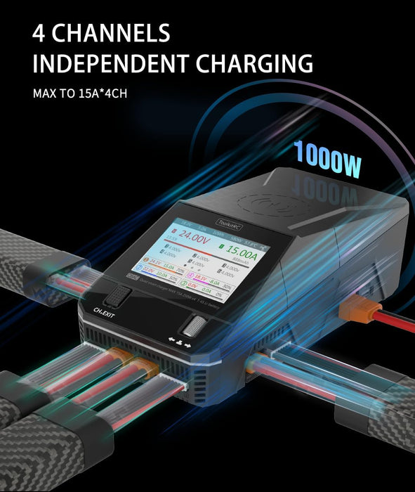 ToolkitRC Q6AC LiPo battery charger 4 channels independent charging up to 1000W 15A per channel