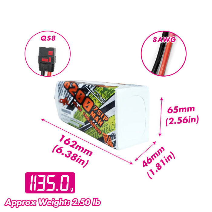 CNHL Racing Series 6200mAh 25.9V 7S 90C Lipo Battery with QS8 Plug