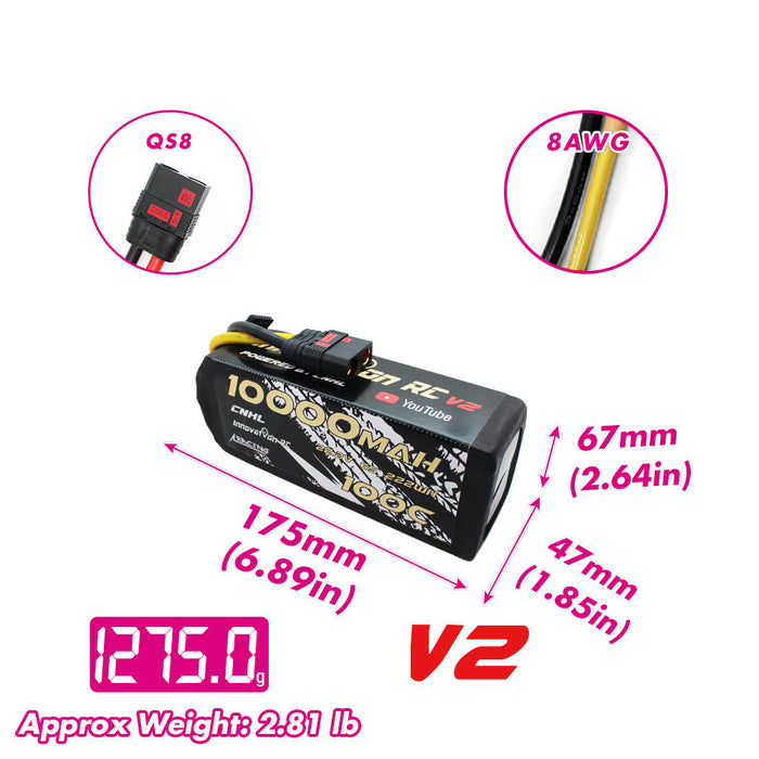 CNHL Innovation RC Serie 10000mAh 22.2V 6S 100C Lipo Batterie mit QS8 Stecker