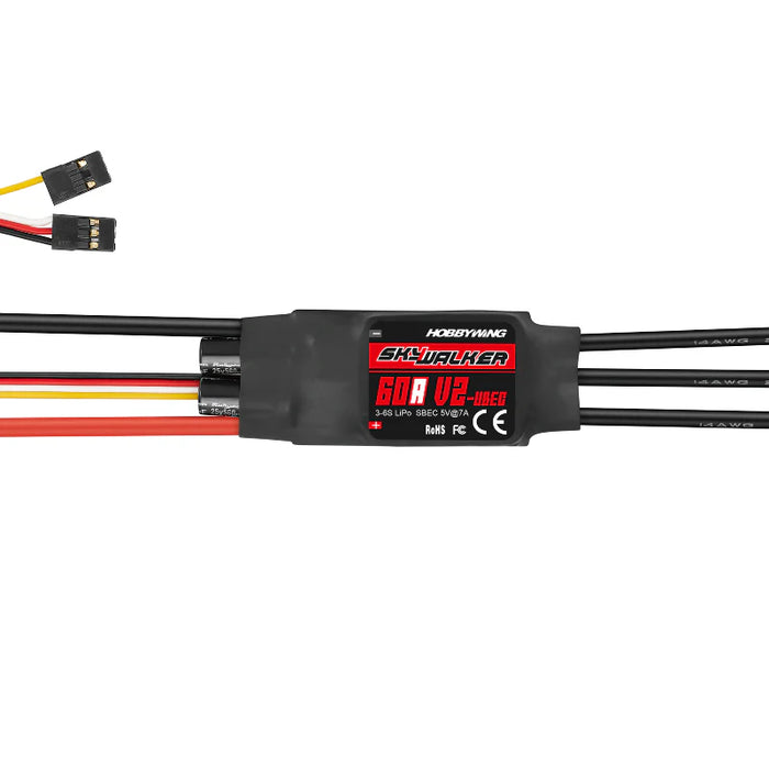 Hobbywing SkyWalker 60A V2 3-6S brushless aircraft ESC with 5V 7A BEC and Reverse Brake