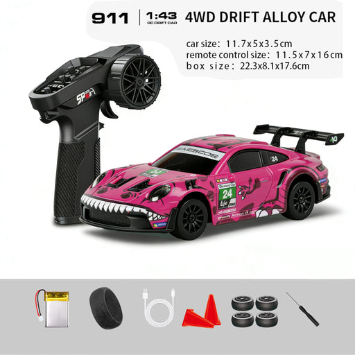 Hstar D43-01Q 911 Style 1/43 Alloy Drift RC Car with Box, Controller and Accessories