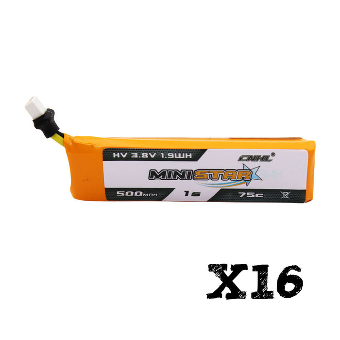 16 Packs CNHL MiniStar HV 500mAh 3.8V 1S 75C Lipo Battery with BT2.0 Plug For BETAFPV Air75