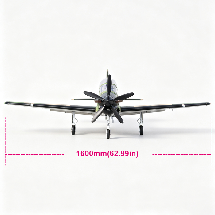 Front view of CNHL Super Tucano V2 1600mm RC plane showing 1600mm wingspan